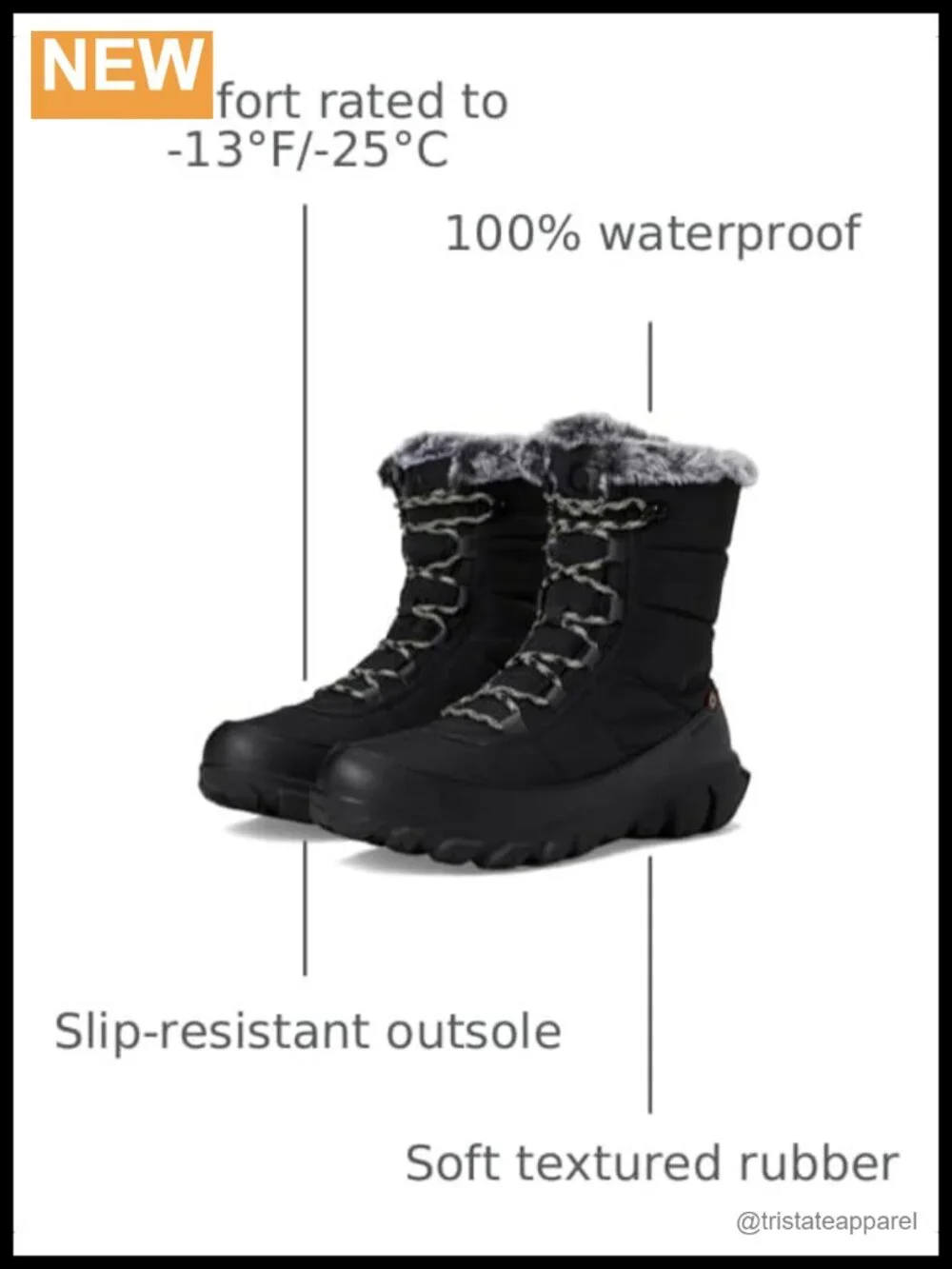 Waterproof Snow Boots Mid-Calf with Faux Fur Trim Lace-Up Slip-Resistant Quilted